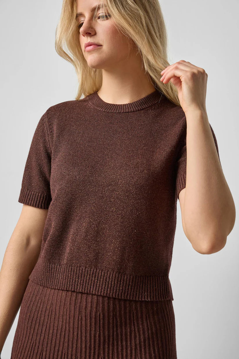 SHORT SLEEVE SPARKLE SWEATER PA3207
