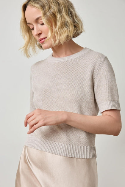 SHORT SLEEVE SPARKLE SWEATER PA3207