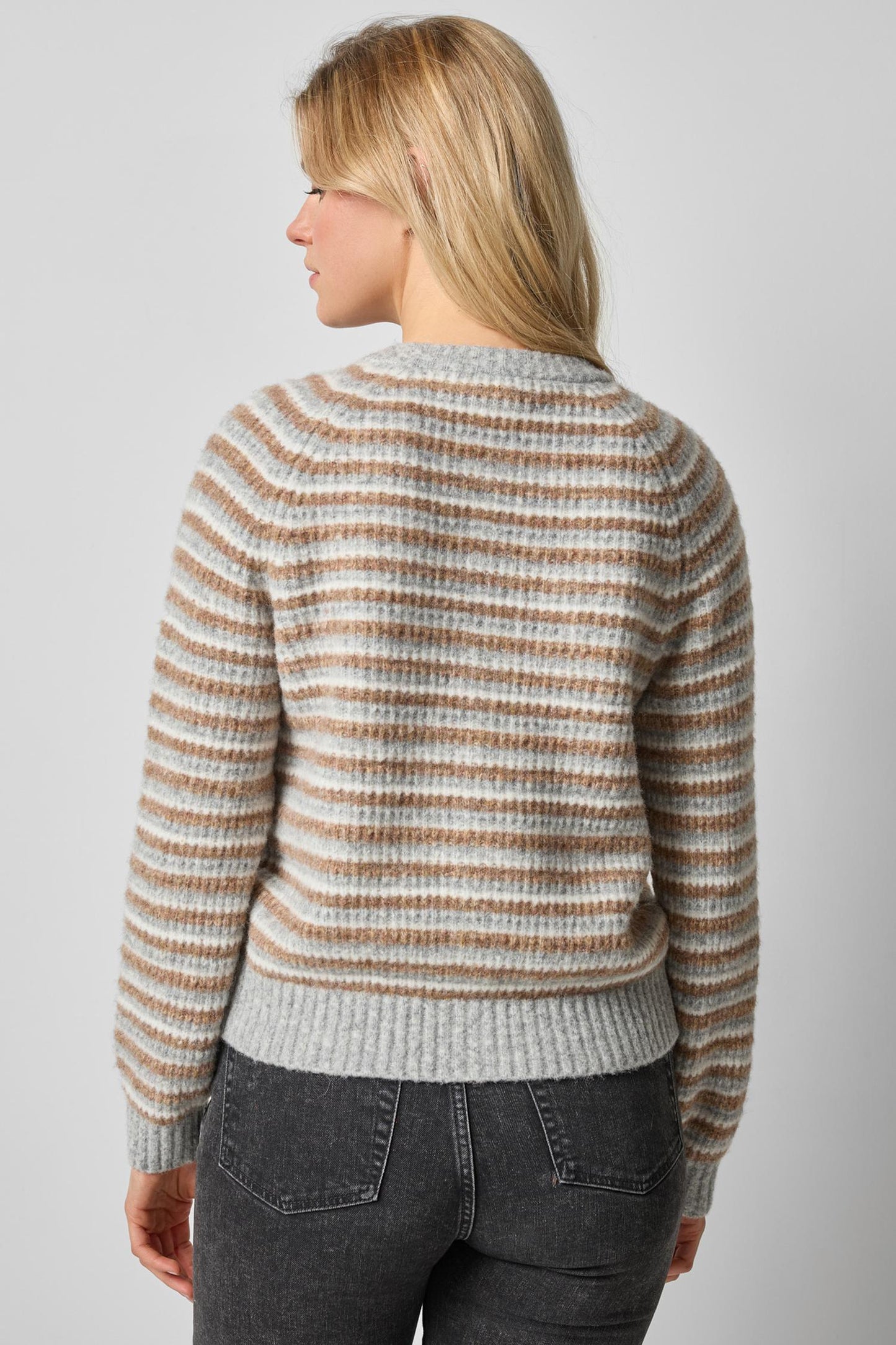 BUTTON FRONT STRIPED CARDIGAN PA3212