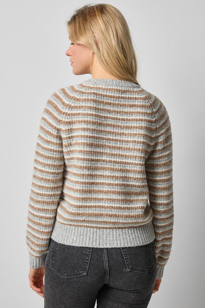 BUTTON FRONT STRIPED CARDIGAN PA3212