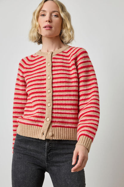 BUTTON FRONT STRIPED CARDIGAN PA3212