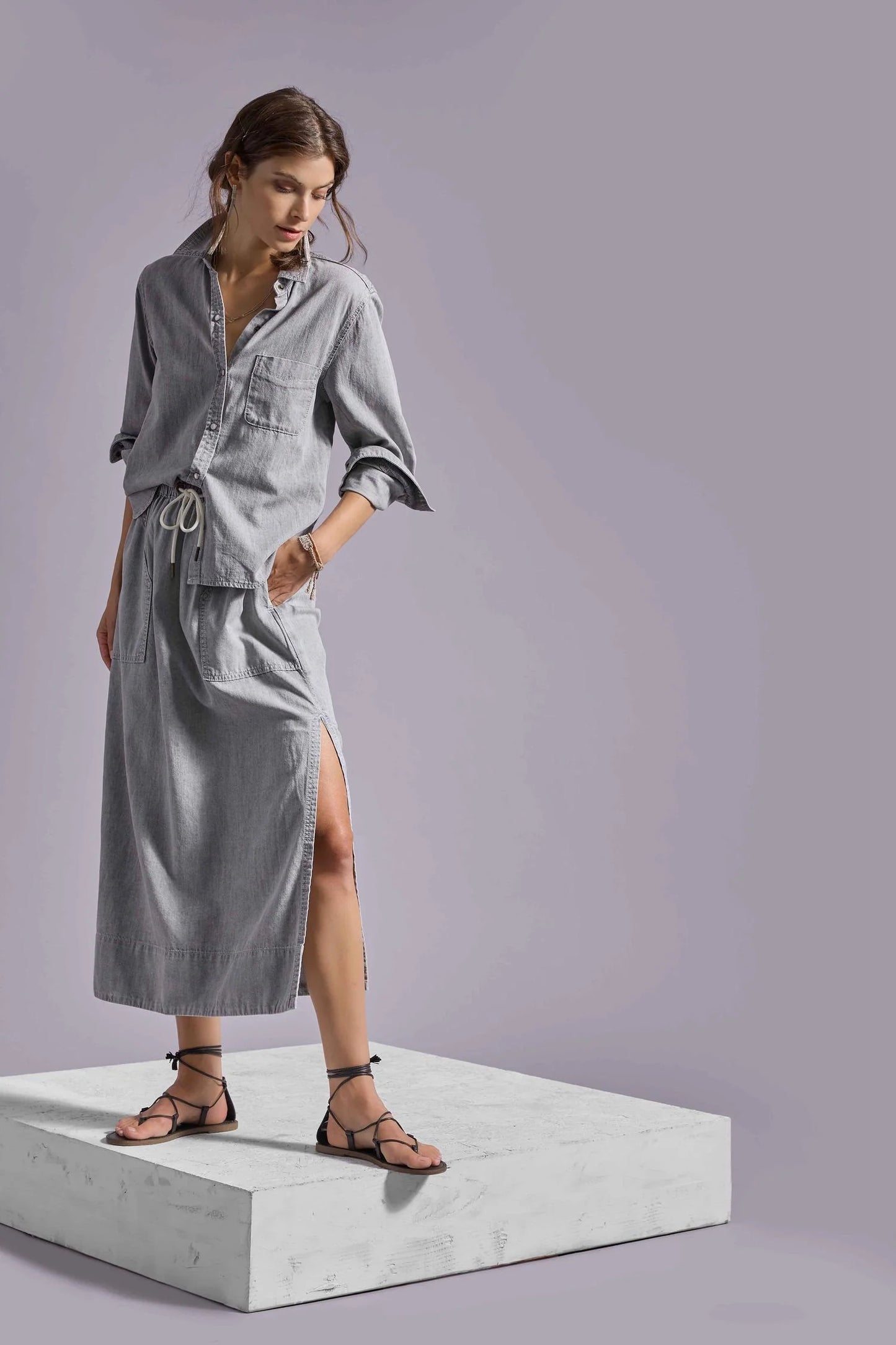 DENIM DRAWCORD SKIRT PA3259