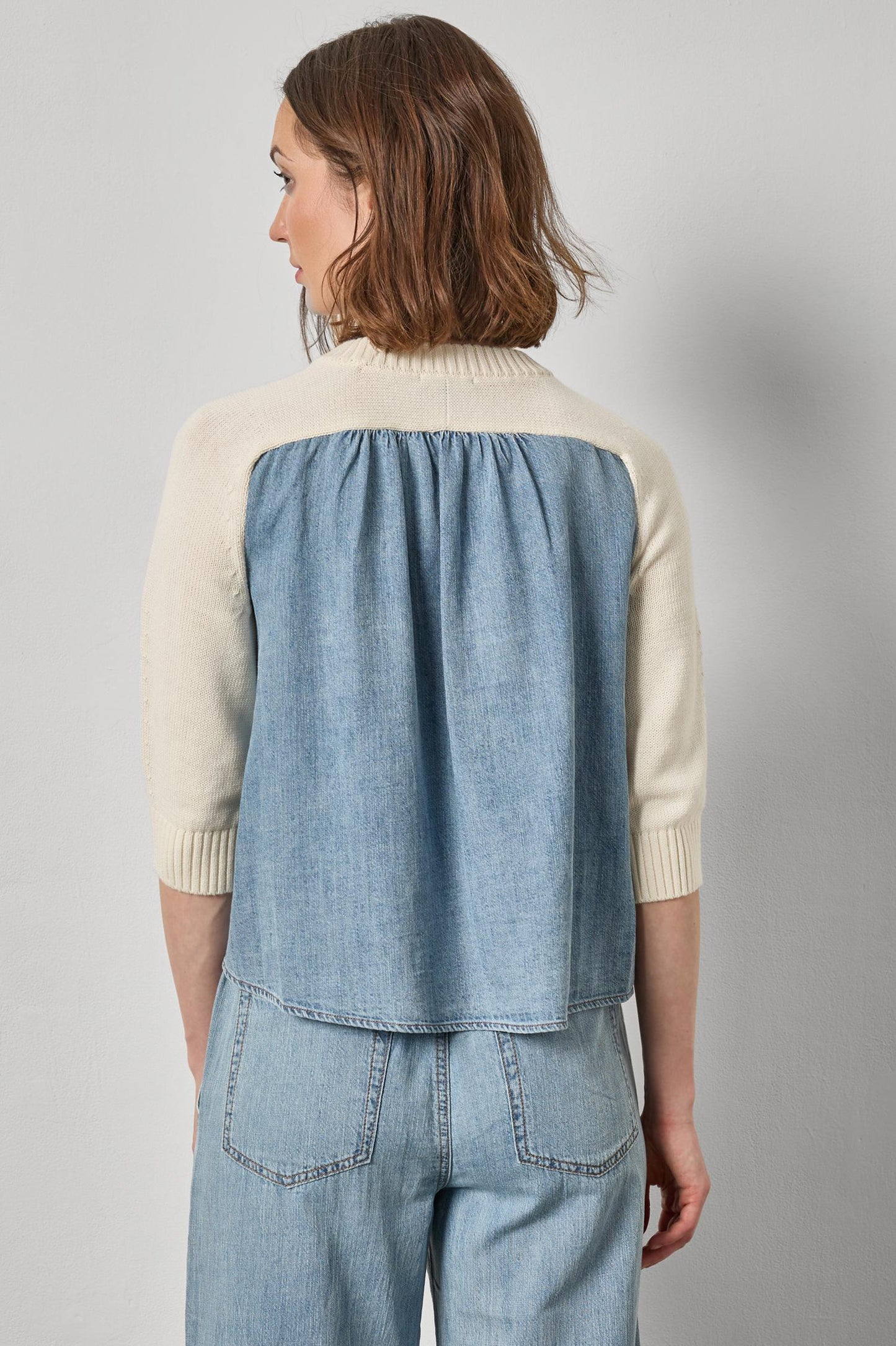 DENIM ELBOW SLEEVE SWEATER PA3275