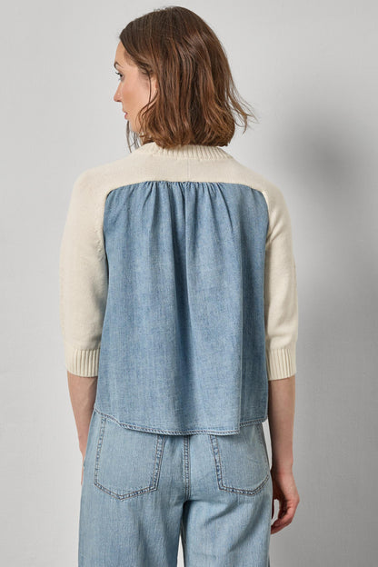 DENIM ELBOW SLEEVE SWEATER PA3275