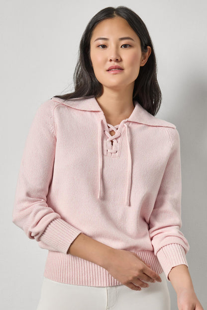 LACE NECK POLO SWEATER PA3280