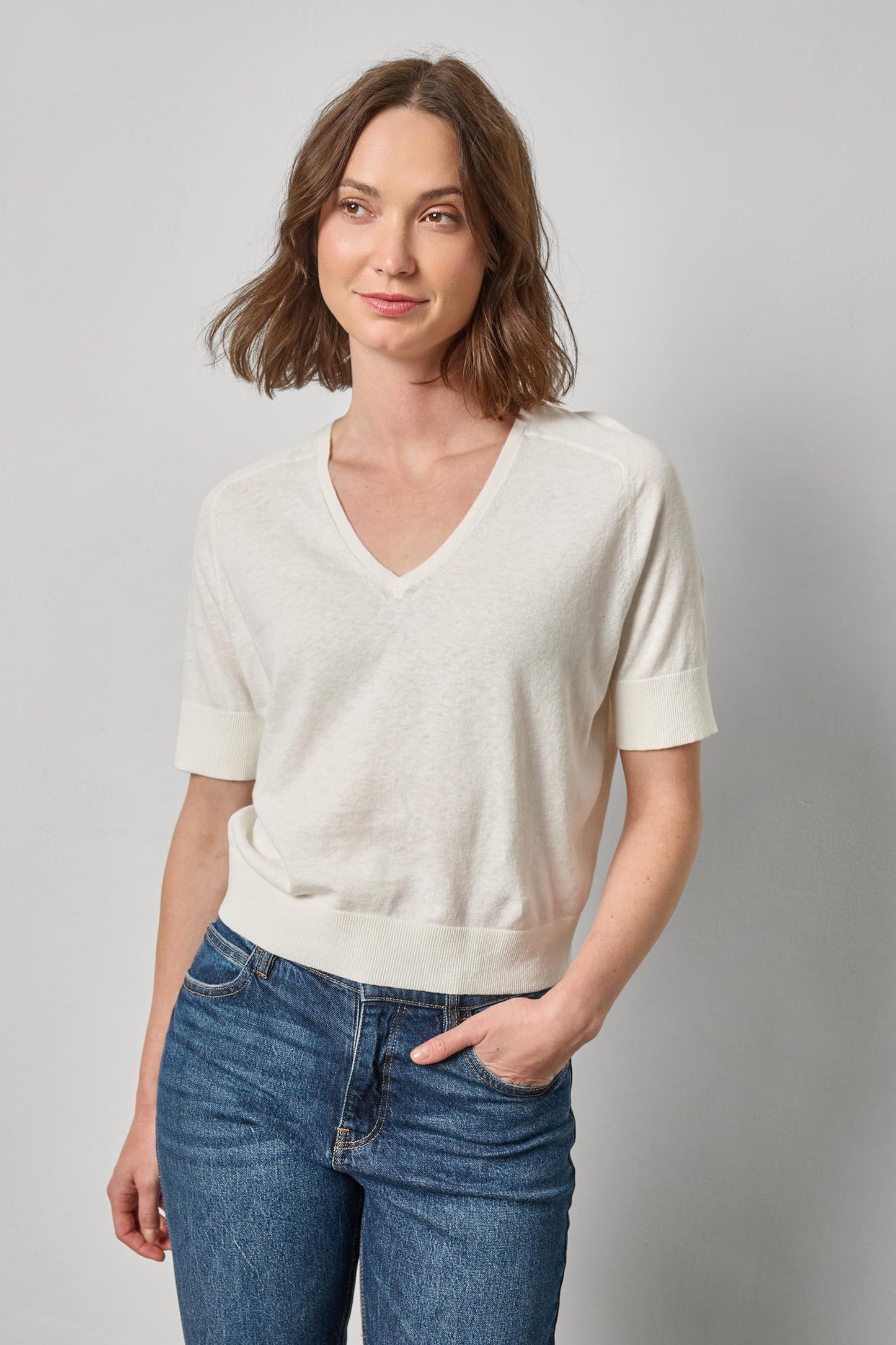 V NECK SADDLE SLEEVE SWEATER PA3287