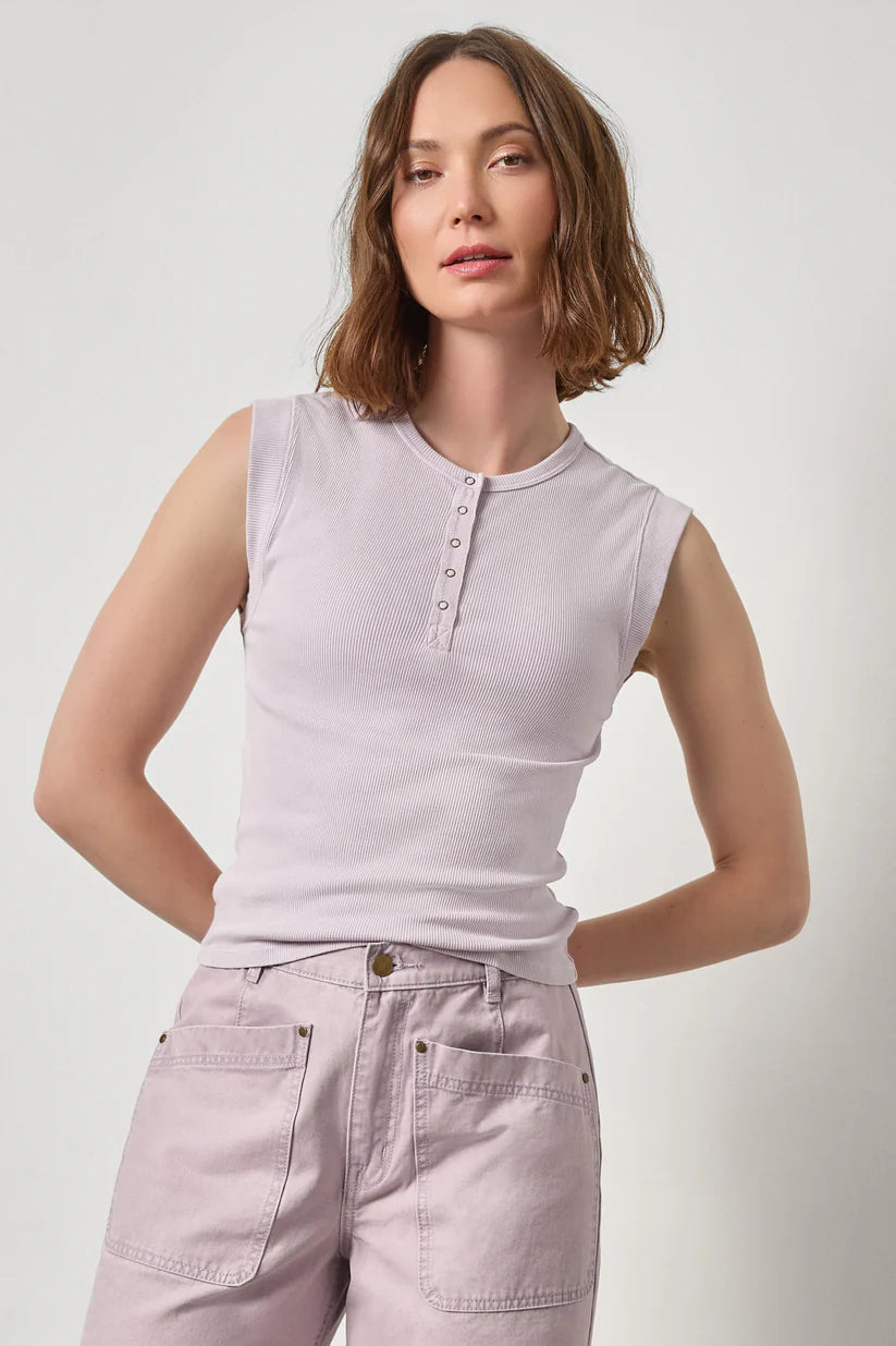 SUNWASHED CAP SLEEVE HENLEY PA 3303