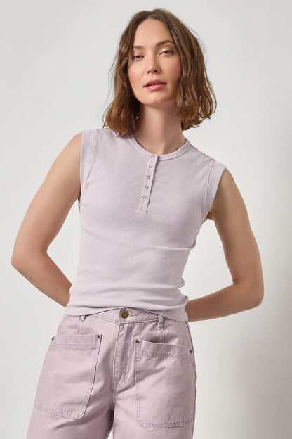 SUNWASHED CAP SLEEVE HENLEY PA 3303