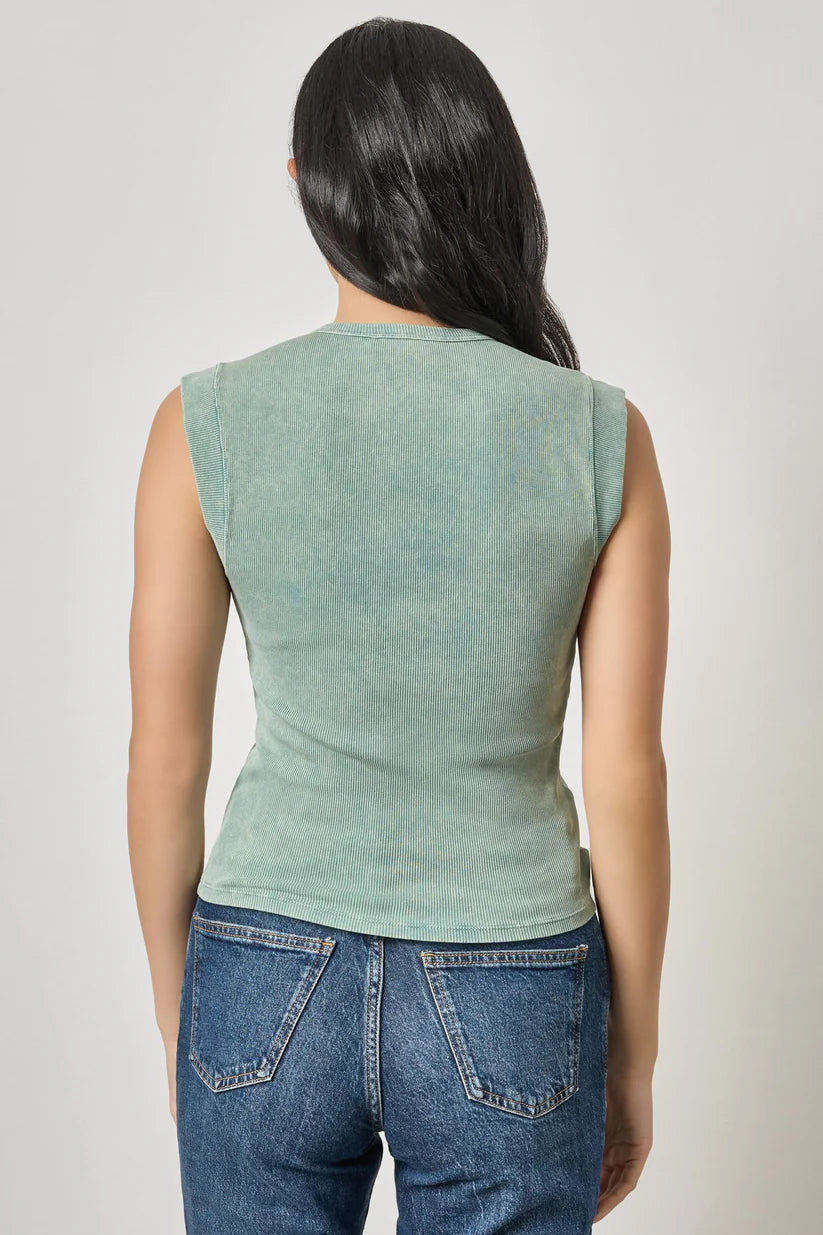 SUNWASHED CAP SLEEVE HENLEY PA 3303