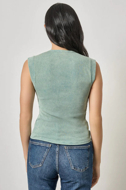SUNWASHED CAP SLEEVE HENLEY PA 3303