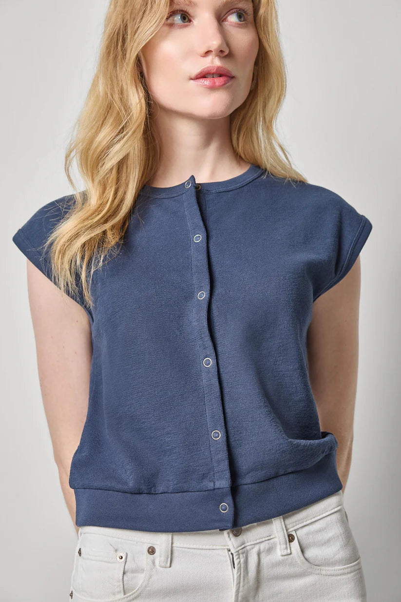 TEXTURED TERRY SLEEVELESS CARDIGAN PA3398