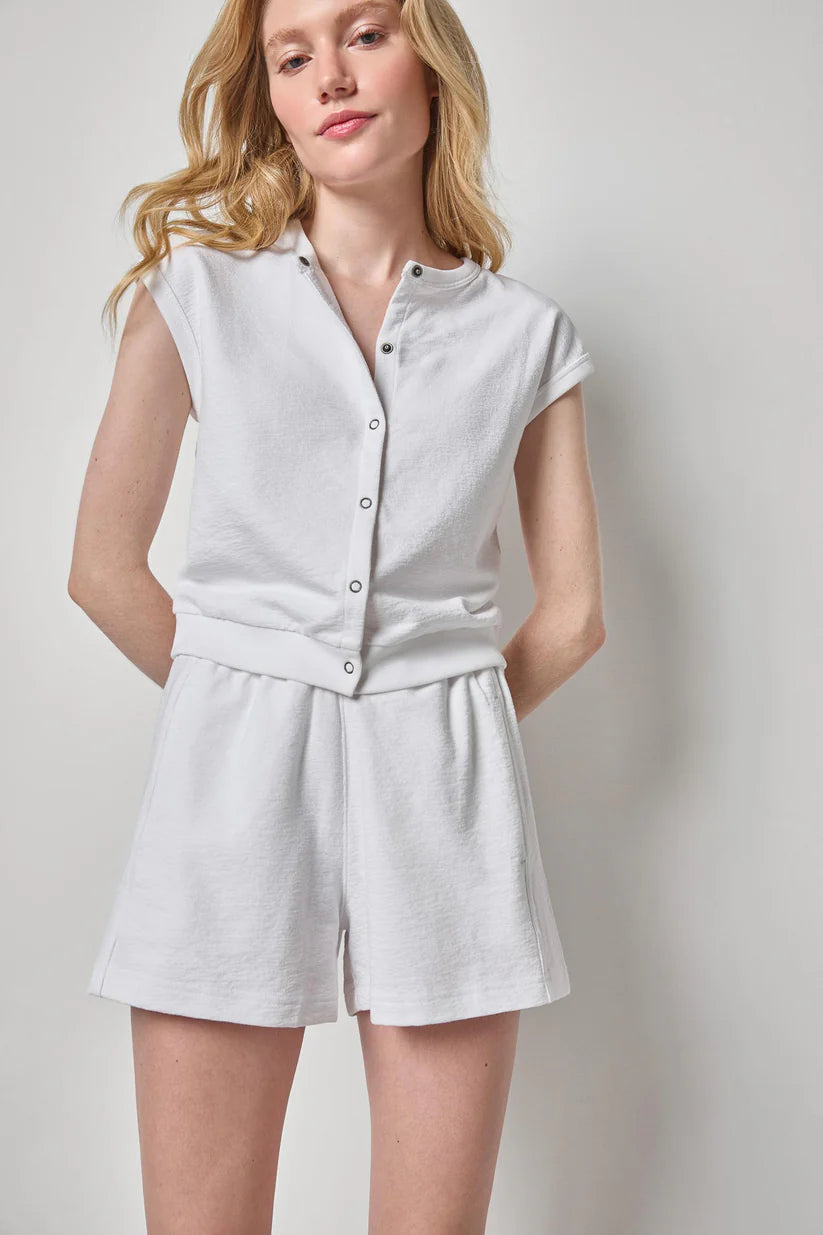 TEXTURED TERRY SLEEVELESS CARDIGAN PA3398