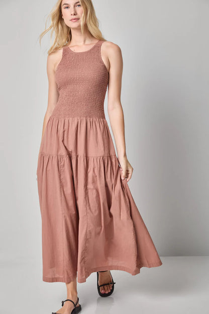 SMOCKED BODICE MAXI DRESS PA3438