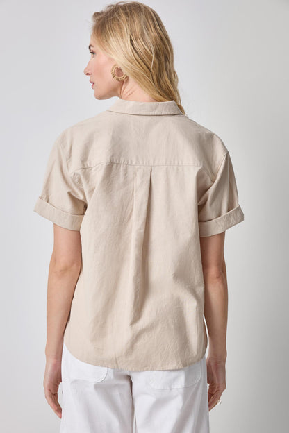 LINEN BLEND BOYFREIND  BUTTON DOWN PA3441