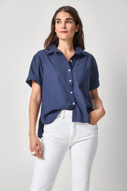 LINEN BLEND BOYFREIND  BUTTON DOWN PA3441
