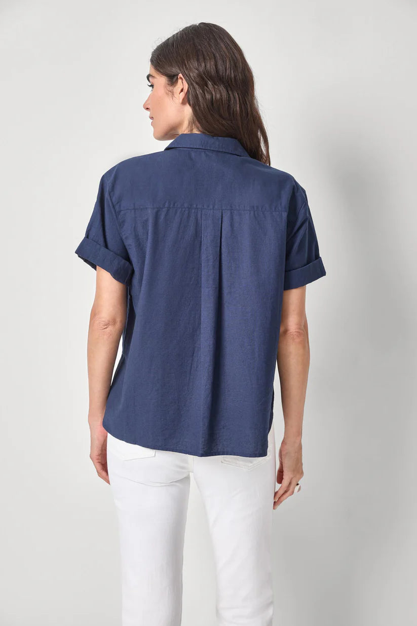 LINEN BLEND BOYFREIND  BUTTON DOWN PA3441
