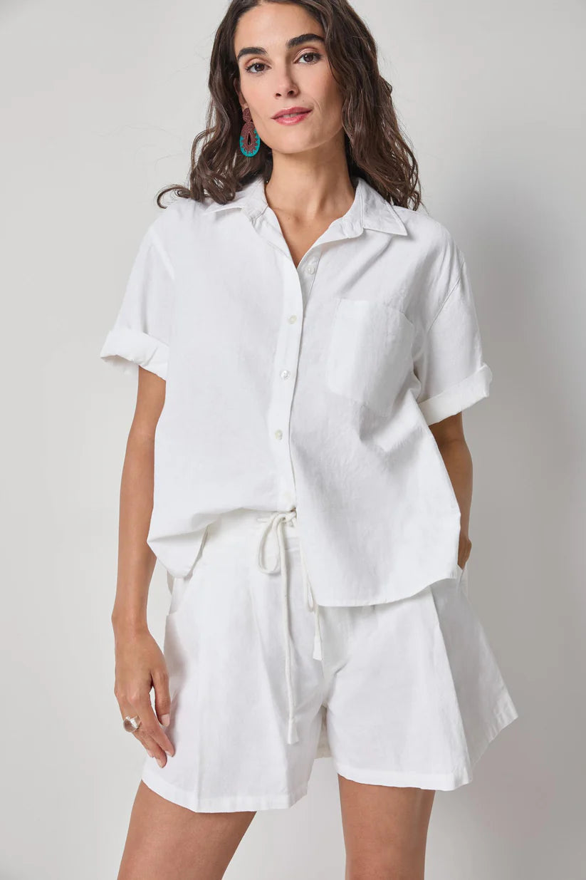 LINEN BLEND BOYFREIND  BUTTON DOWN PA3441