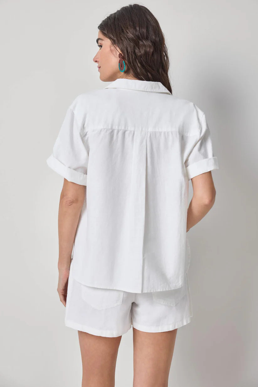 LINEN BLEND BOYFREIND  BUTTON DOWN PA3441