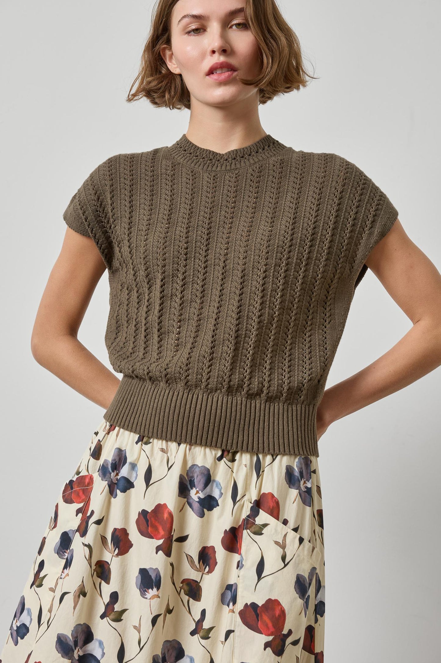NOVELTY STITCH WEDGE SWEATER PA3500