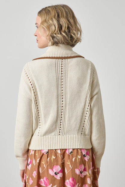 CONTRAST COLLAR ZIP CARDIGAN  PA3502
