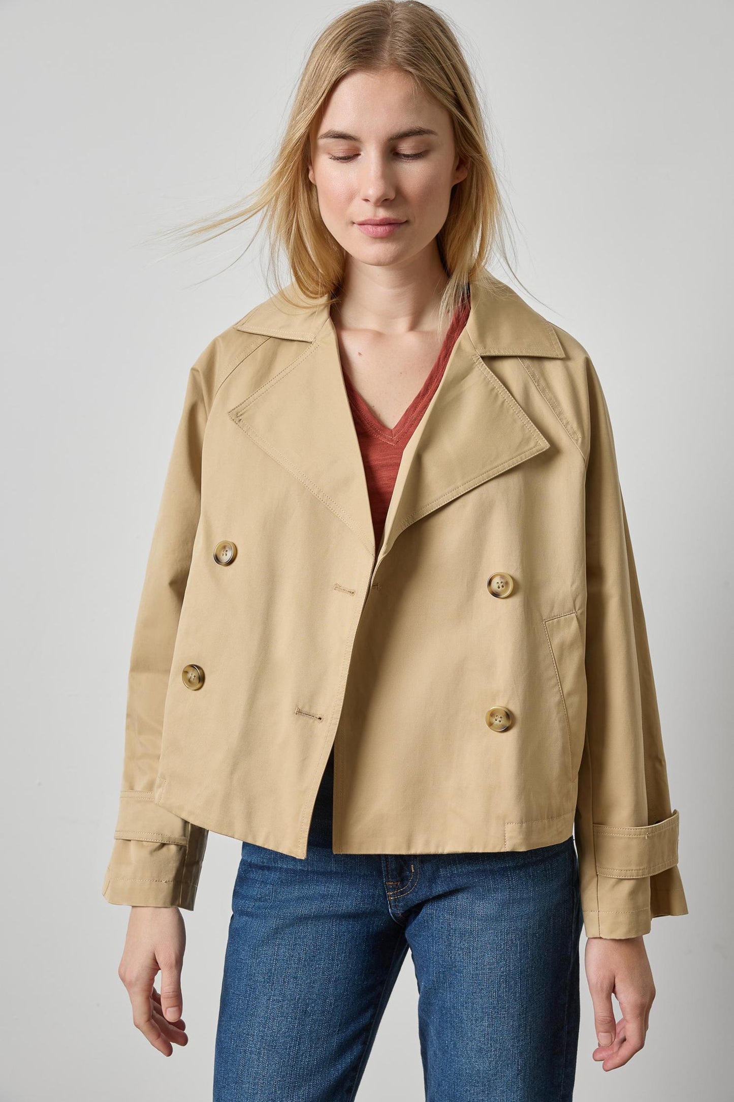 DOUBLE BREASTED SHORT TRENCH PA3523