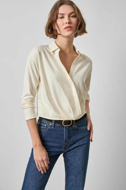 FAUX WRAP COLLAR TOP PA3535