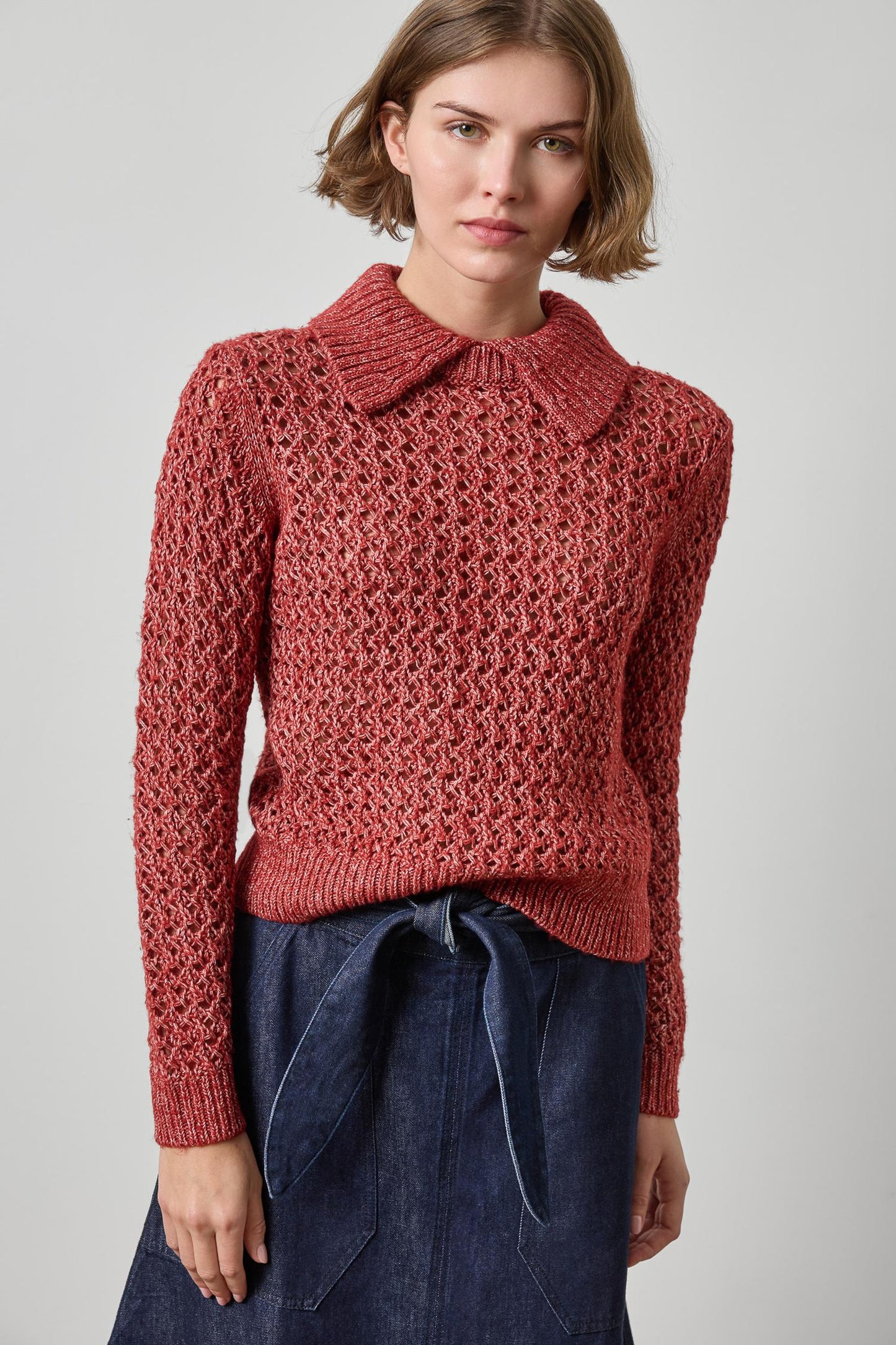 TEXTURED POLO SWEATER PA3589
