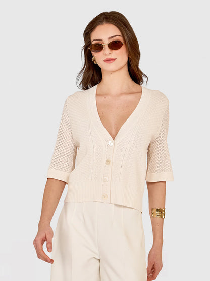 POINTELLE V-NECK CARDIGAN PCE13761