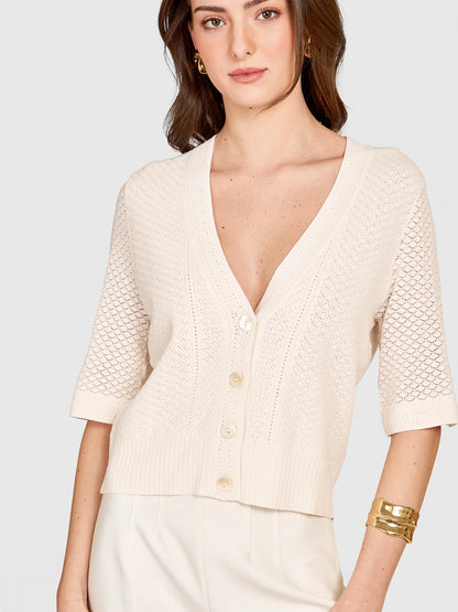 POINTELLE V-NECK CARDIGAN PCE13761