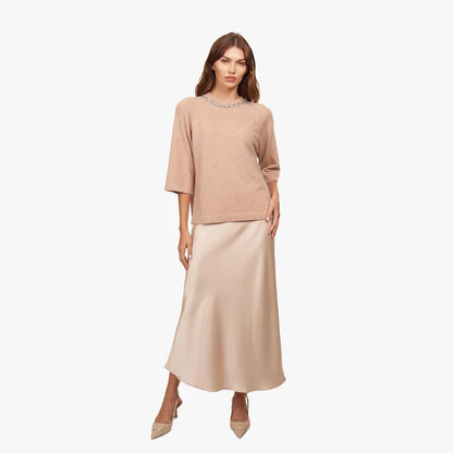 OVERSIZED TEE W/ RHINESTONE TRIM R14069