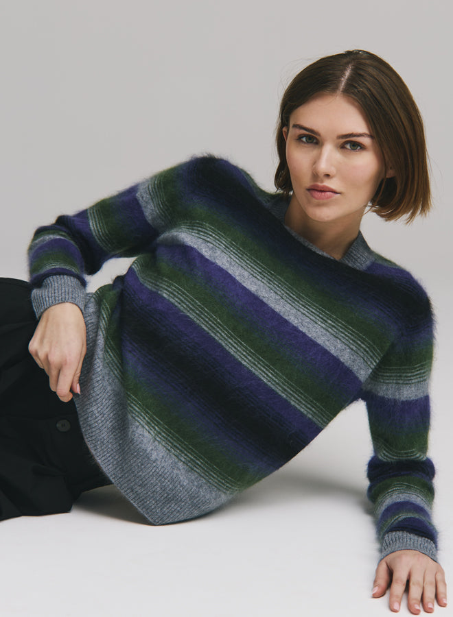 BRUSHED OMBRE STRIPE CREW RV14317