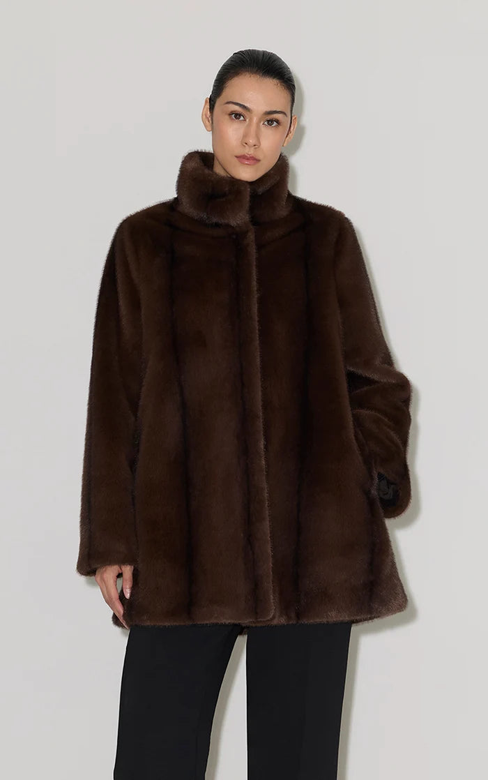 SHEILA SWING COAT IN FAUX MINK