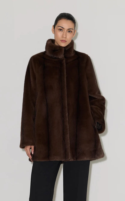 SHEILA SWING COAT IN FAUX MINK