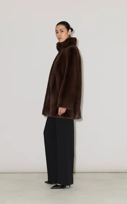 SHEILA SWING COAT IN FAUX MINK