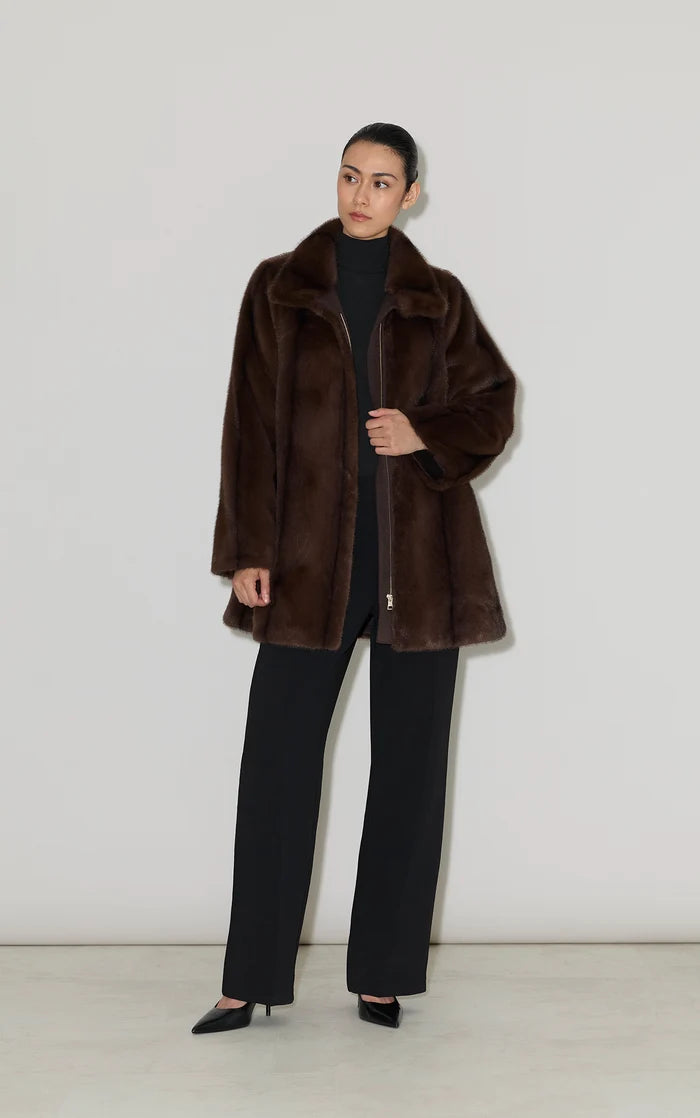 SHEILA SWING COAT IN FAUX MINK