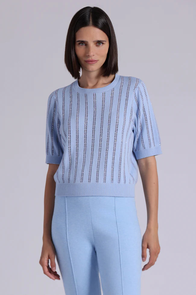 SPARKLE S/S  CREW W/ POINTELLE  9752