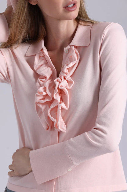 COLLARED  SHIRT W/ RUFFLES 9796