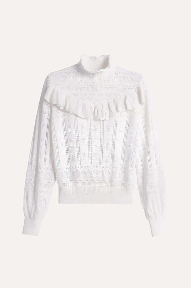 MOCK NECK W/ RUFFLE DETAIL TOP 9736