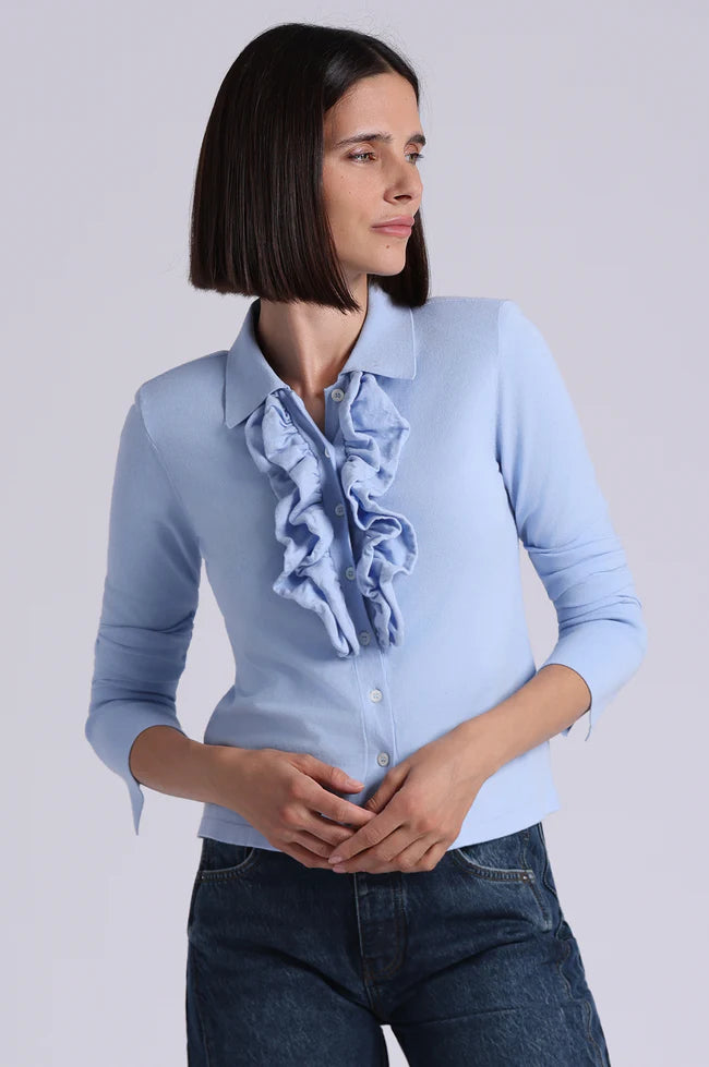 COLLARED  SHIRT W/ RUFFLES 9796