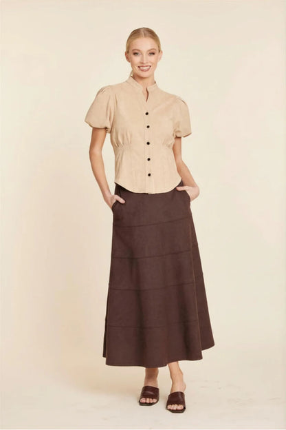 FAUX SUEDE FULL PANELED SKIRT 414