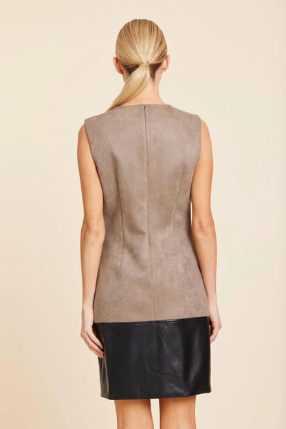 VEGAN LEATHER AND SUEDE DRESS 373