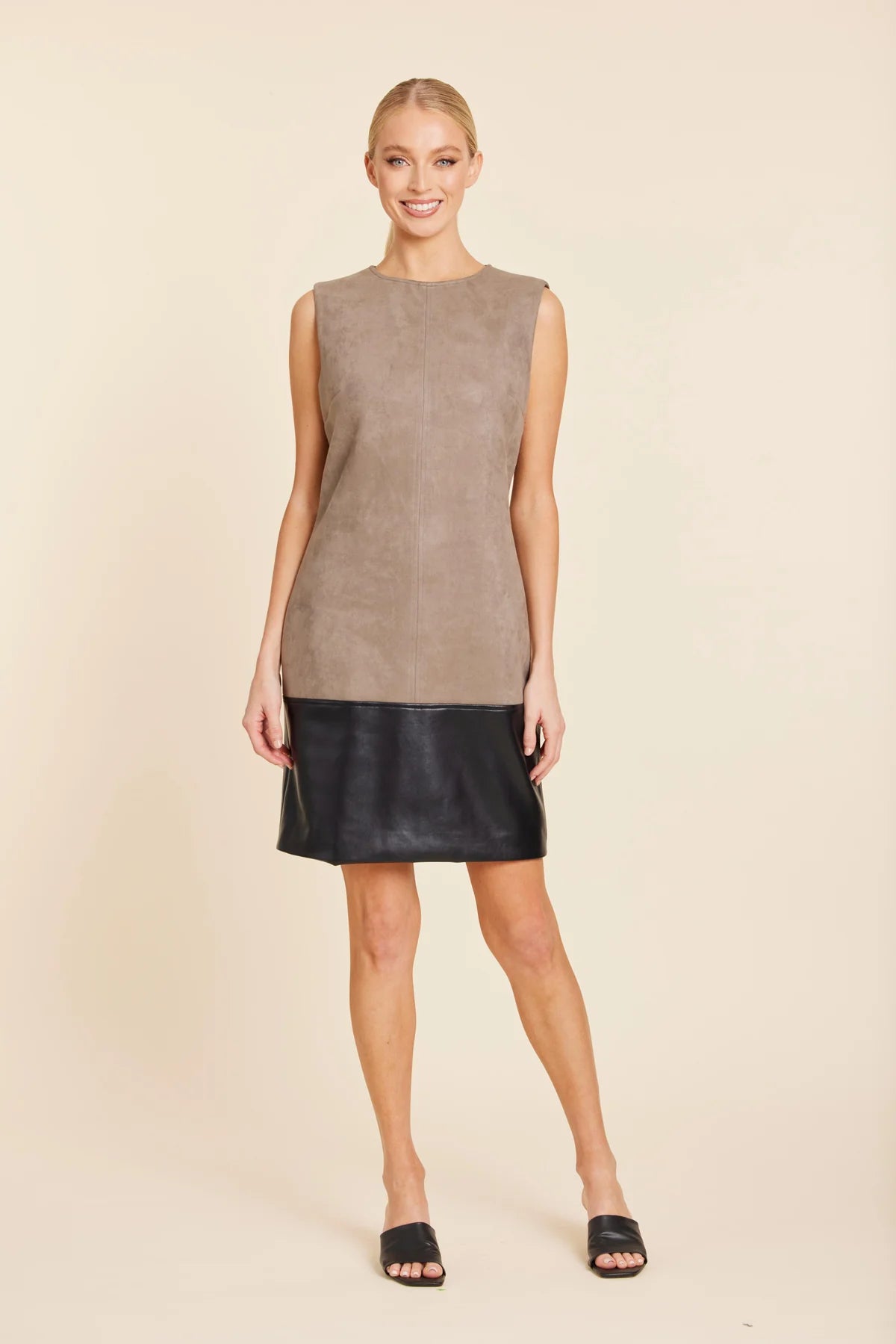 VEGAN LEATHER AND SUEDE DRESS 373