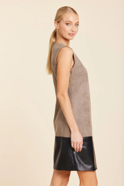 VEGAN LEATHER AND SUEDE DRESS 373