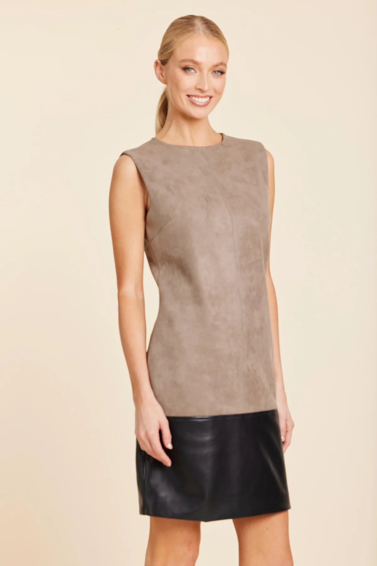 VEGAN LEATHER AND SUEDE DRESS 373