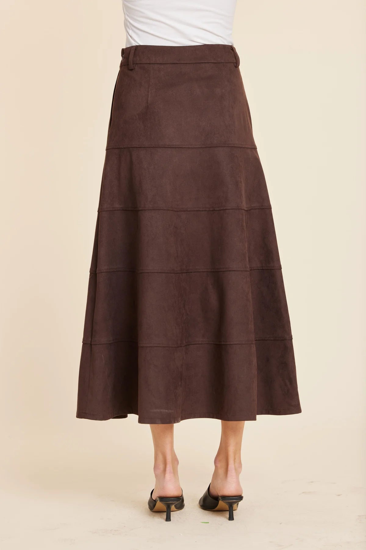FAUX SUEDE FULL PANELED SKIRT 414
