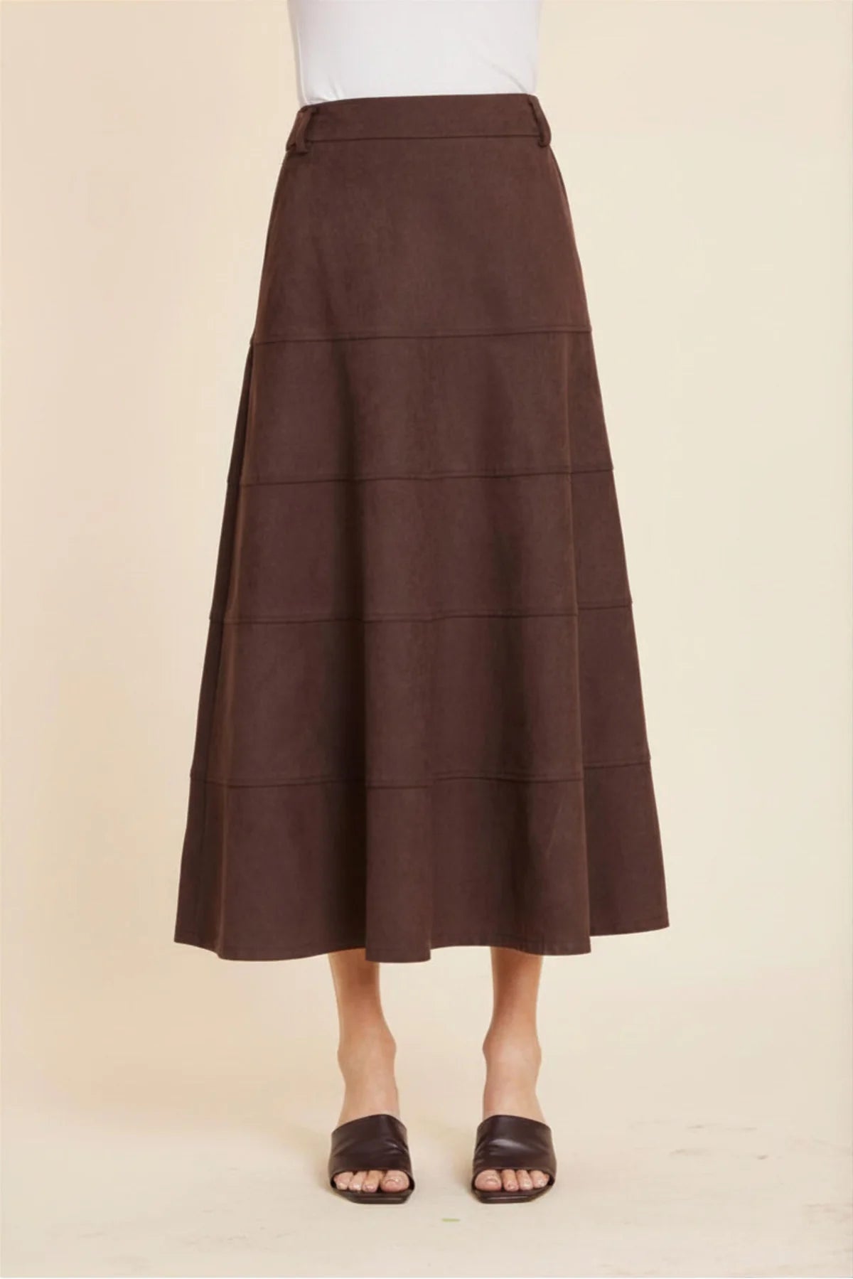 FAUX SUEDE FULL PANELED SKIRT 414