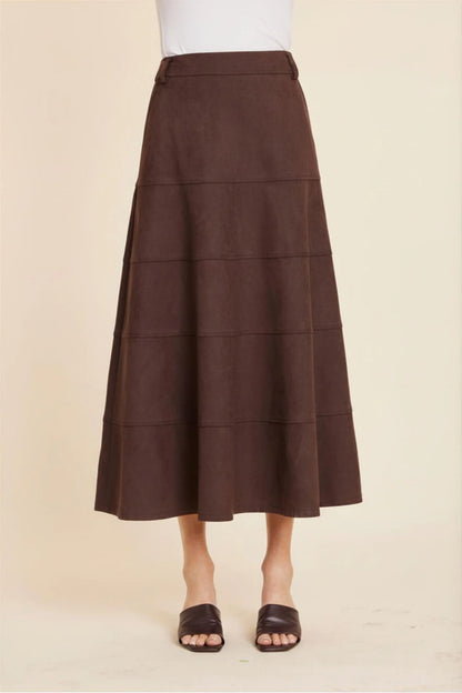 FAUX SUEDE FULL PANELED SKIRT 414