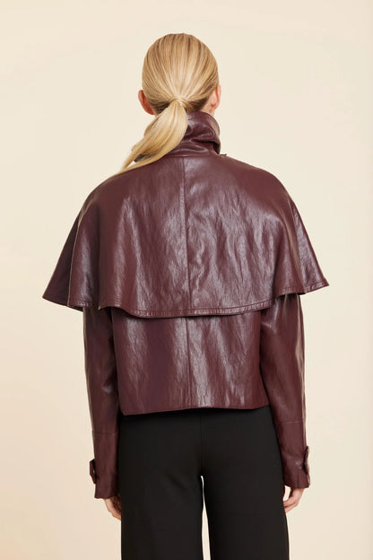 FAUX LEATHER CAPE JACKET 497