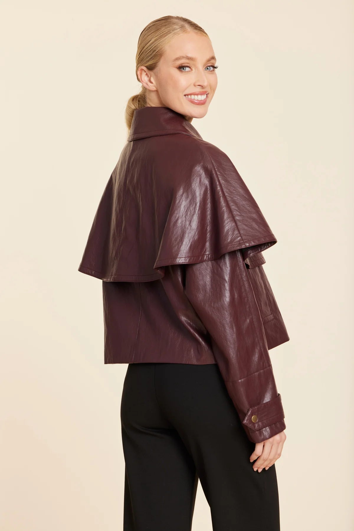 FAUX LEATHER CAPE JACKET 497