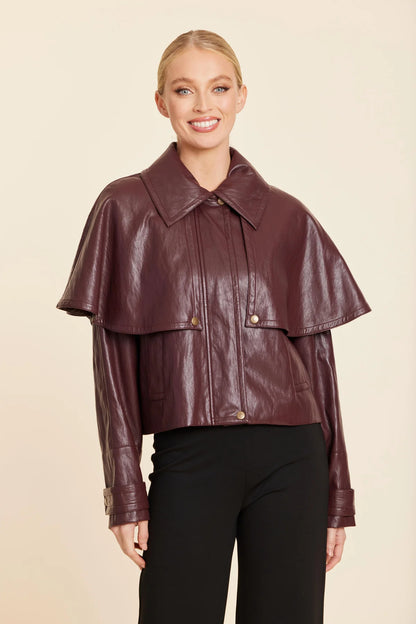 FAUX LEATHER CAPE JACKET 497
